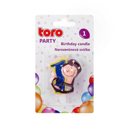 CAKE CANDLE, NUMERAL 1 "MONKEY", 5X4X1,3CM