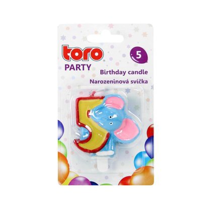 CAKE CANDLE, NUMERAL 5 "ELEPHANT", 5X4X1,3CM