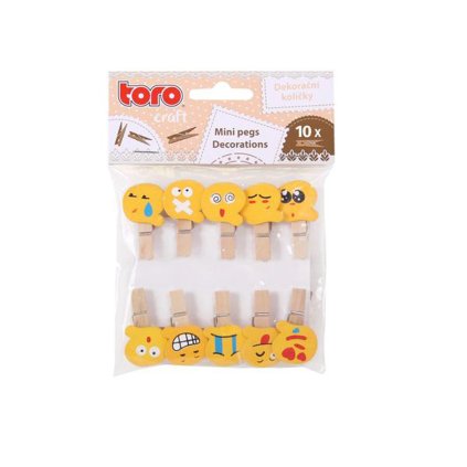 WOODEN PEGS "SMILEY" 3,5CM, 10PCS