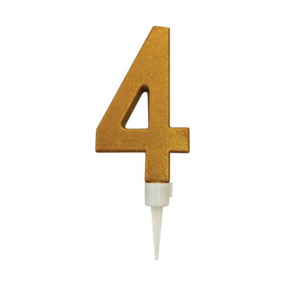 CANDLE NUMERAL "4" LARGE, 16CM, GOLD