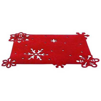 CHRISTMAS RECTANGLE PLACEMAT,45X35CM,FELT RED