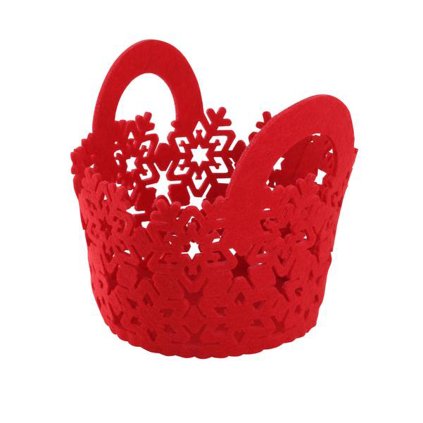 CHRISTMAS BASKET ROUND 15X15X14CM FELT RED