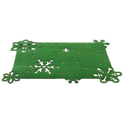 PLACEMAT CHRISTMAS RECTANGLE,45X35CM,FELT GREEN