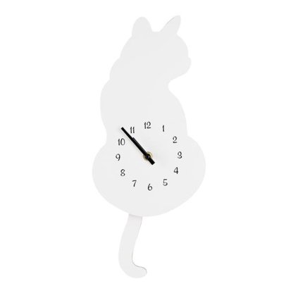 WALL CLOCK CAT 17,2X4,5X40CM, WHITE