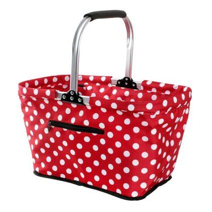 SHOPPING BASKET RED AND WHITE DOT 48X28X28CM