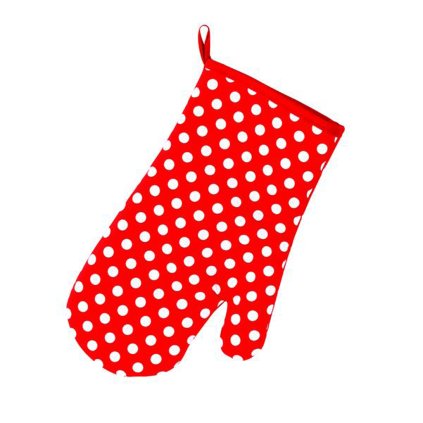 RED POTHOLDER WITH WHITE DOTS MAGNET 18X30CM
