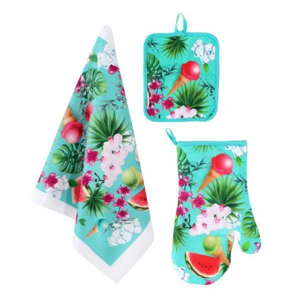 KITCHEN SET "SUMMER MIX" DISH TOWEL, POTHOLDER, MAT