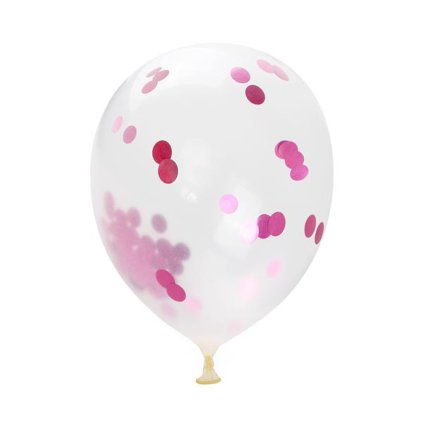 BALLOONS WITH CONFETTI 30CM 5PCS,PINK SEQUINS TRANSLUCENT