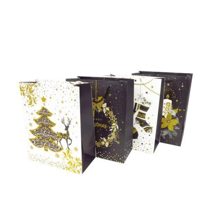 CHRISTMAS PAPER BAG 32x26x12CM, ASSORT