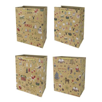 CHRISTMAS PAPER BAG 23x18x10CM, ASSORT