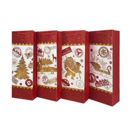 Christmas wine tray 36x12.5x8.5CM, 4XASSORT