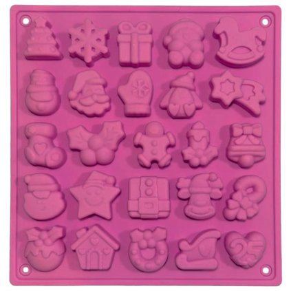 SILICONE CHRISTMAS MOULD 25PCS PINK 17,8X18,7X1,3