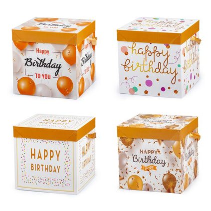 GIFT BOX WITH RIBBON 22X22X22CM 4ASSORT