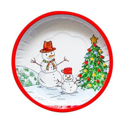 CHRISTMAS BALL TRAY "SNOWMAN" 26x2,5CM STEEL