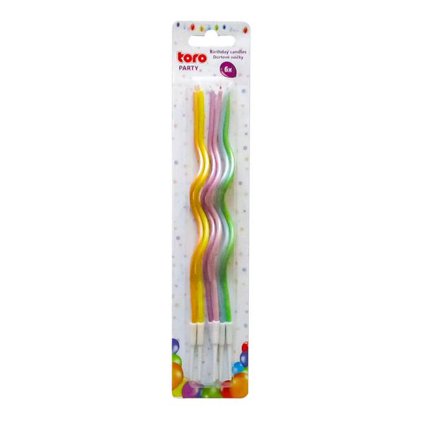 CANDLES WITH HOLDER TWISTY PEARL 6PCS 13X0,2CM ASS