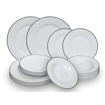 SET OF DINNERWARE 18PCS, PORCELAIN B/W