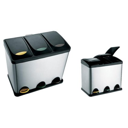 Stainless steel waste bin, for sorted waste, volume 24 l, 40 x 26,5 cm