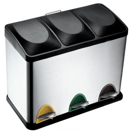 Stainless steel waste bin, for sorted waste, volume 45 l, 60 x 32 x 48 cm