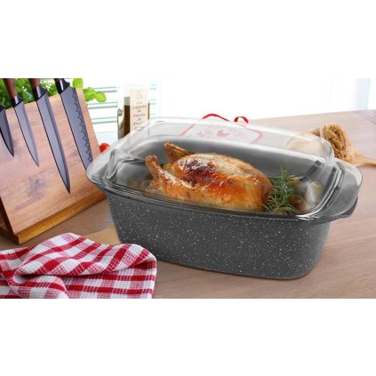 BAKING PAN WITH BOROSILICATE. LID,32X20X11CM,BLACK