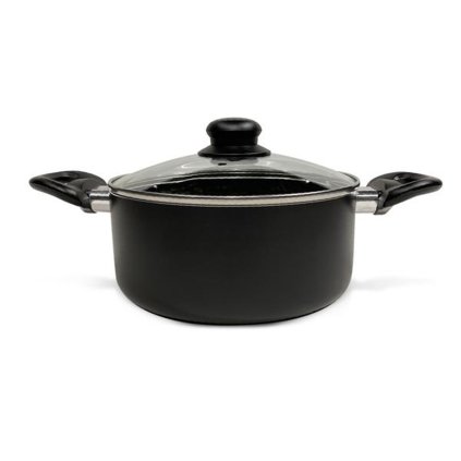 CASSEROLE WITH GLASS LID NERO KITCHISIMO 24X10CM 4L