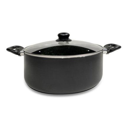 CASSEROLE WITH GLASS LID NERO KITCHISIMO 28X11CM 6L