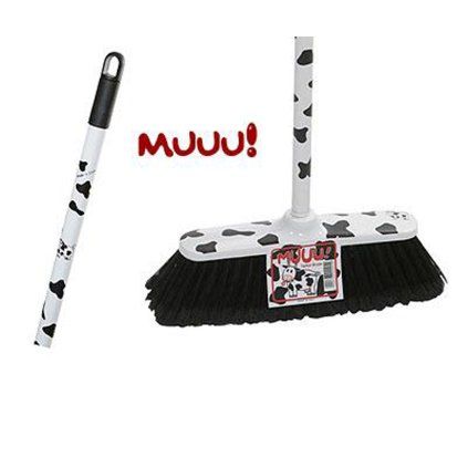 Broom with 120 cm handle, cow pattern