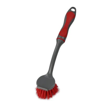 DISH BRUSH, ROUND, RED/GREY 28X4,5X5,5CM