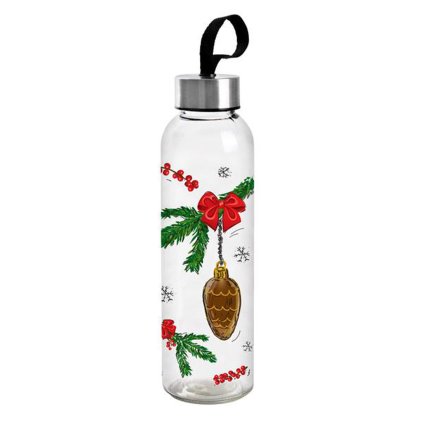 WATER BOTTLE DETOX MOTIF CHRISTMAS 0,5L GLASS, ASS