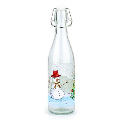 BOTTLE WITH SNAP CAP 1L SNOWMAN