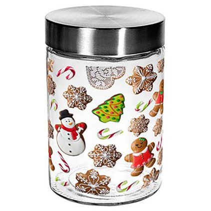 CANDY JAR GLASS 1,1L, 11,6X17,5CM GINGERBREAD