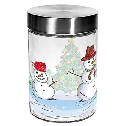 CANDY JAR GLASS 1,1L, 11,6X17,5CM SNOWMAN