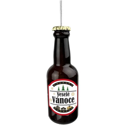 CHRISTMAS BEER BOTTLE ORNAMENT 4,5X13,1CM GLASS