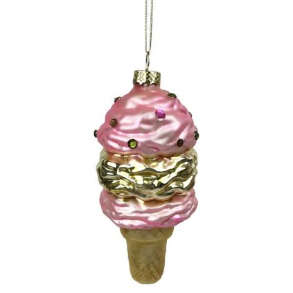 CHRISTMAS ICE CREAM ORNAMENT 5,6X13,5CM GLASS