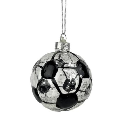 ORNAMENT CHRISTMAS FOOTBALL 6X7,4CM GLASS