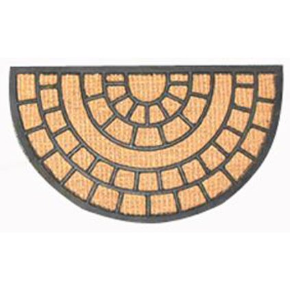 Mat half circle coconut and rubber, 40 x 70 cm