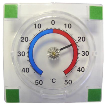 Self-adhesive outdoor thermometer, - 50°C to + 50°C, 7,6 x 7,6 x 1,4 cm