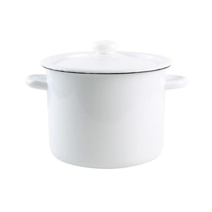 POT WITH LID ENAMEL 5,5L, WHITE