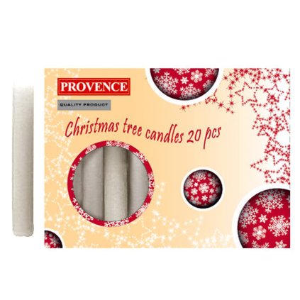 Christmas candle white 10 x 1,3 cm, set of 20 pcs