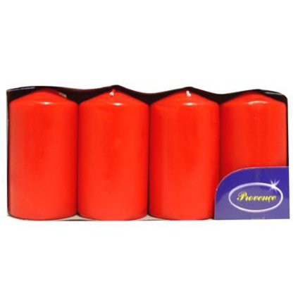 Candle cylinder red 4 pcs, 5 x 9 cm