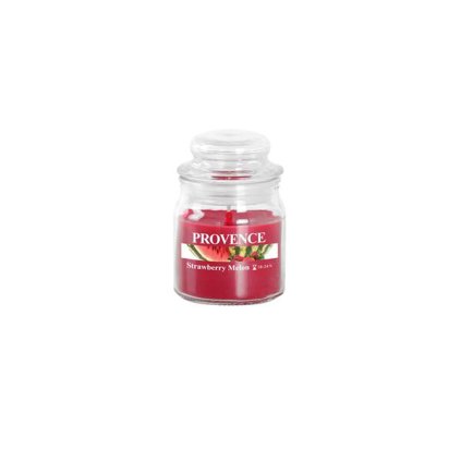 CANDLE IN GLASS WITH LID 70G, STRAWBERRY+MELON