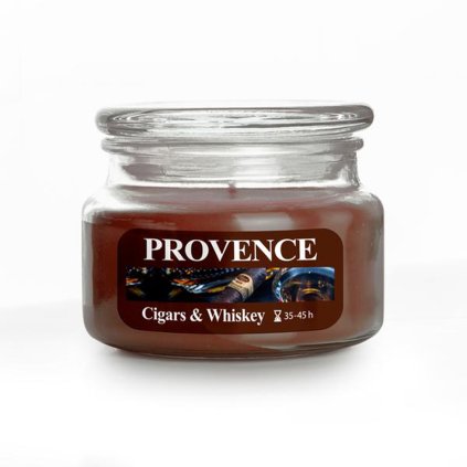 CANDLE IN GLASS WITH LID 200G CIGARS/WHISKEY,1 WICK