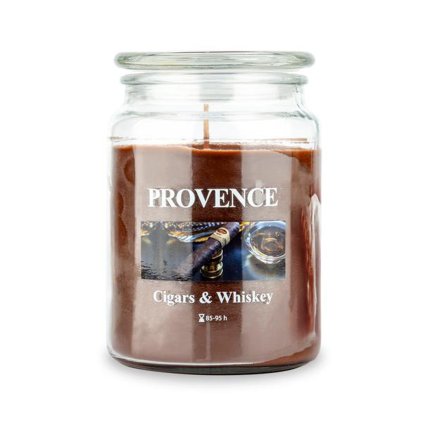 CANDLE IN GLASS WITH LID 510G CIGARS/WHISKEY,1KNOT