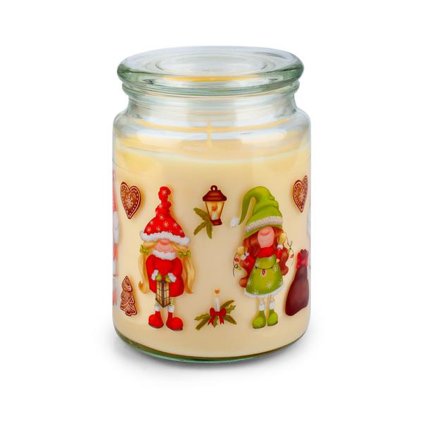 CANDLE IN GLASS WITH LID 510G ELVES