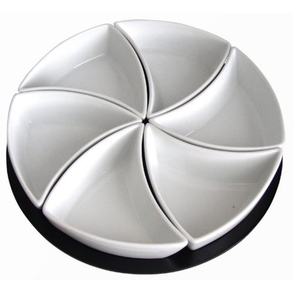 Set of bowls "WINDOW", 6 pcs, ceramic, wooden tray