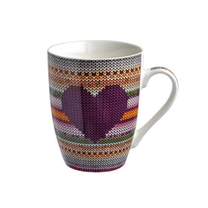 MUG 350ML, MOTIF "KNITTED PATTERN" HEART, ASSORT