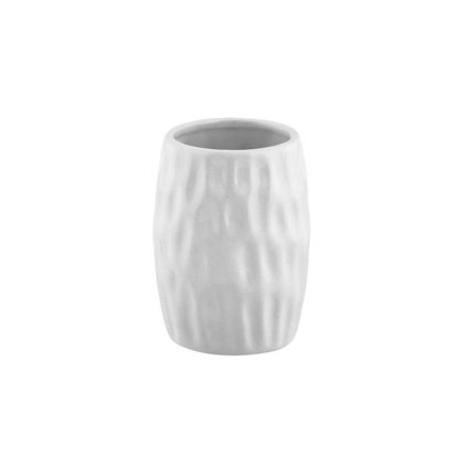 TOOTHBRUSH CUP, DOLOMITE, 7X7X9,5CM, WHITE