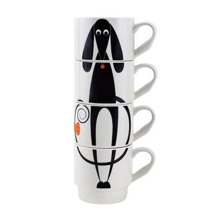 TORO Ceramic Stackable Mug 340ml, 4 pcs, Dog