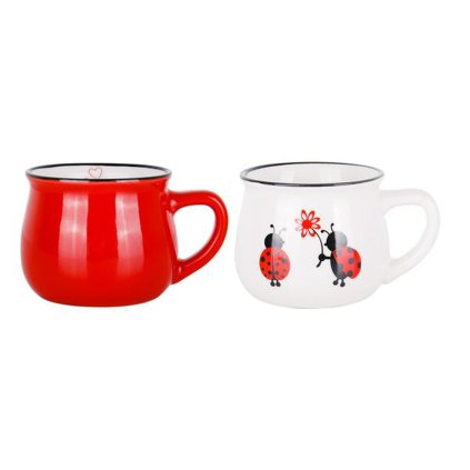 MUG LADYBUG 270ML CERAMIC, RED AND WHITE