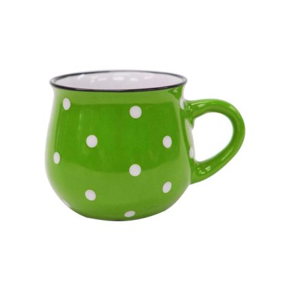 MUG GREEN WITH WHITE DOTS, 230ML, CERAMIC