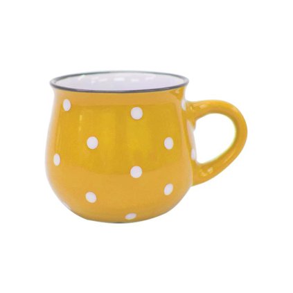 YELLOW MUG WITH WHITE DOTS, 230ML, CERAMIC